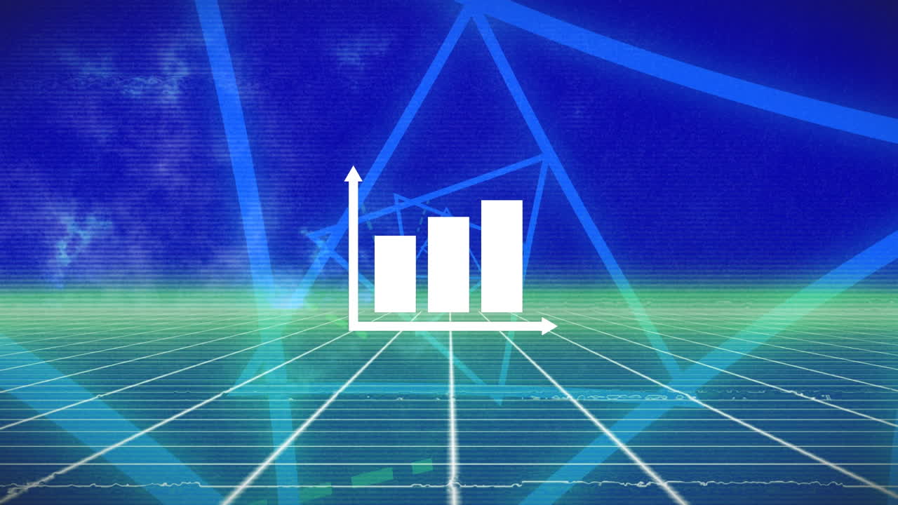 animación de interferencia y gráfico sobre triángulos sobre fondo azul