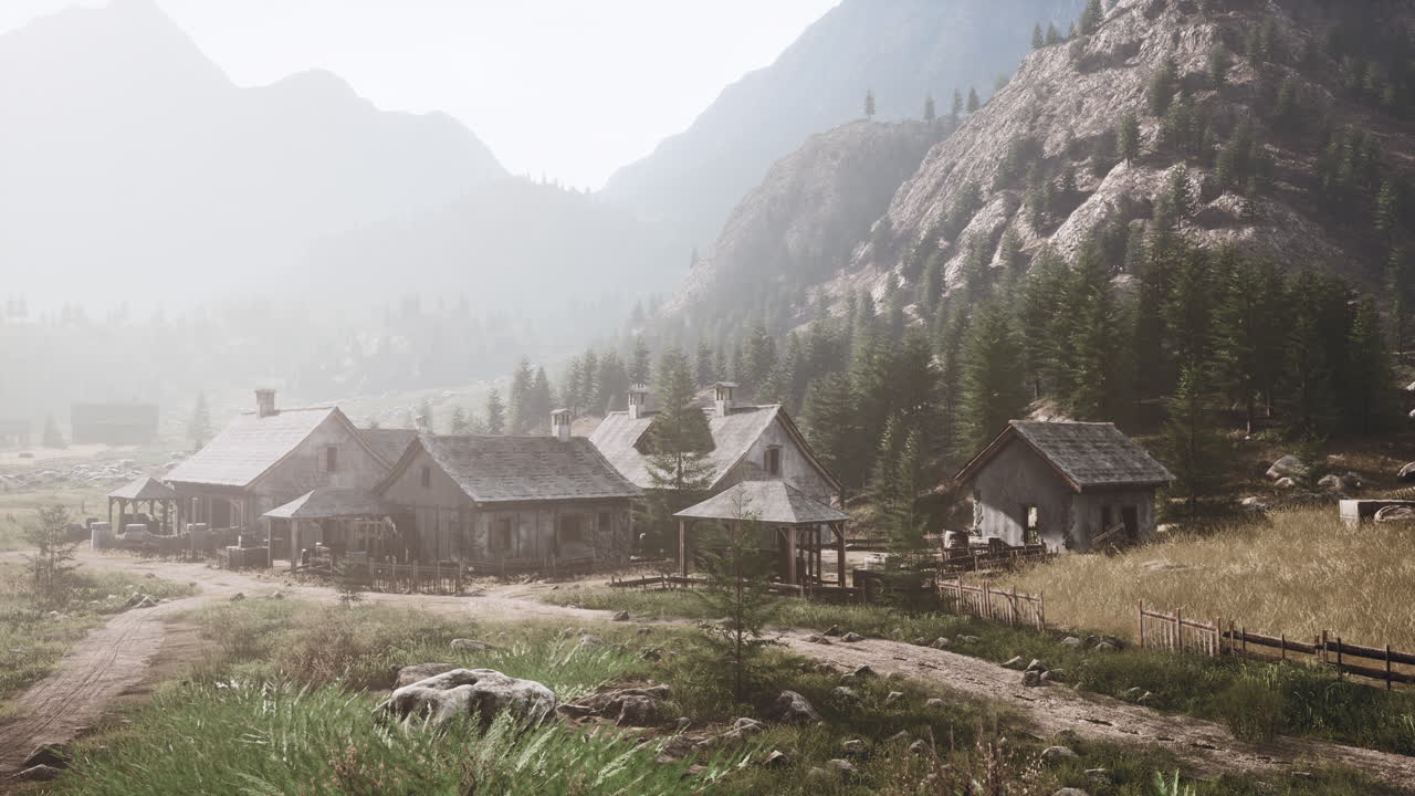 스위스 산 마을 의 공중 전망