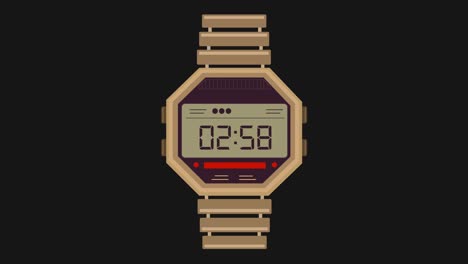 icono de reloj de muñeca retro aislado en fondo negro. movimiento de video 4k