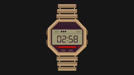 retro wrist watch icon isolated on black background. 4k video motion