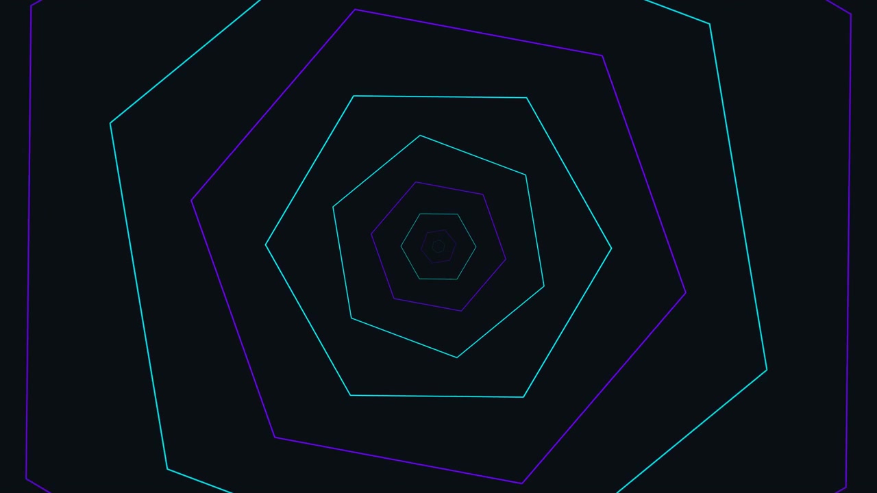 Abstract Animation of Pulsing Neon Hexagons