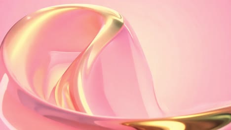 Abstract Pink and Gold Glossy Fluid Wave