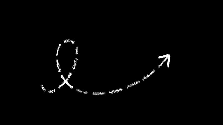 Dashed Arrows. Set of animated hand drawn white dotted arrows