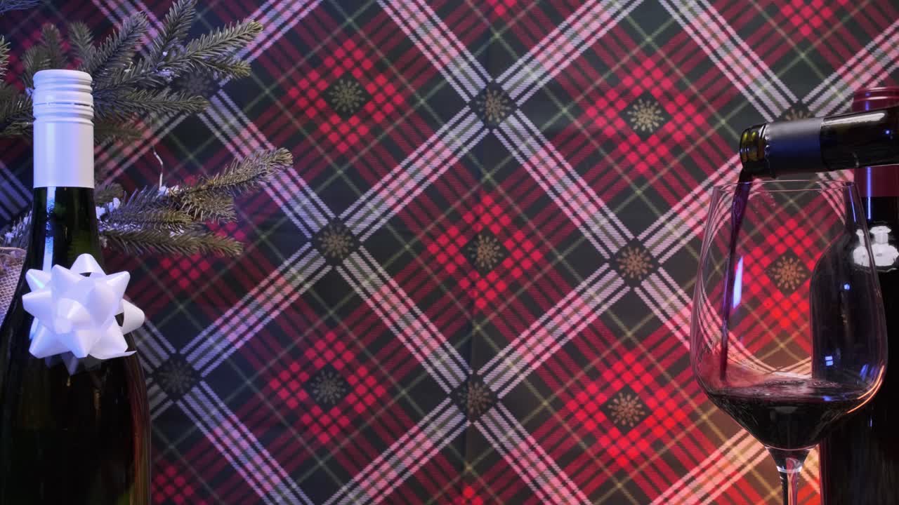 Wrapping paper background with wine pouring