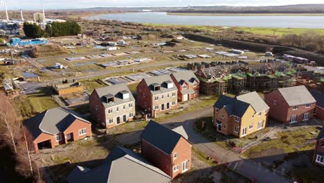 abandoned waterfront townhouse property development construction site aerial view