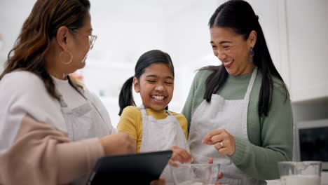 Tablet,-cooking-and-playful-with-family-in-kitchen