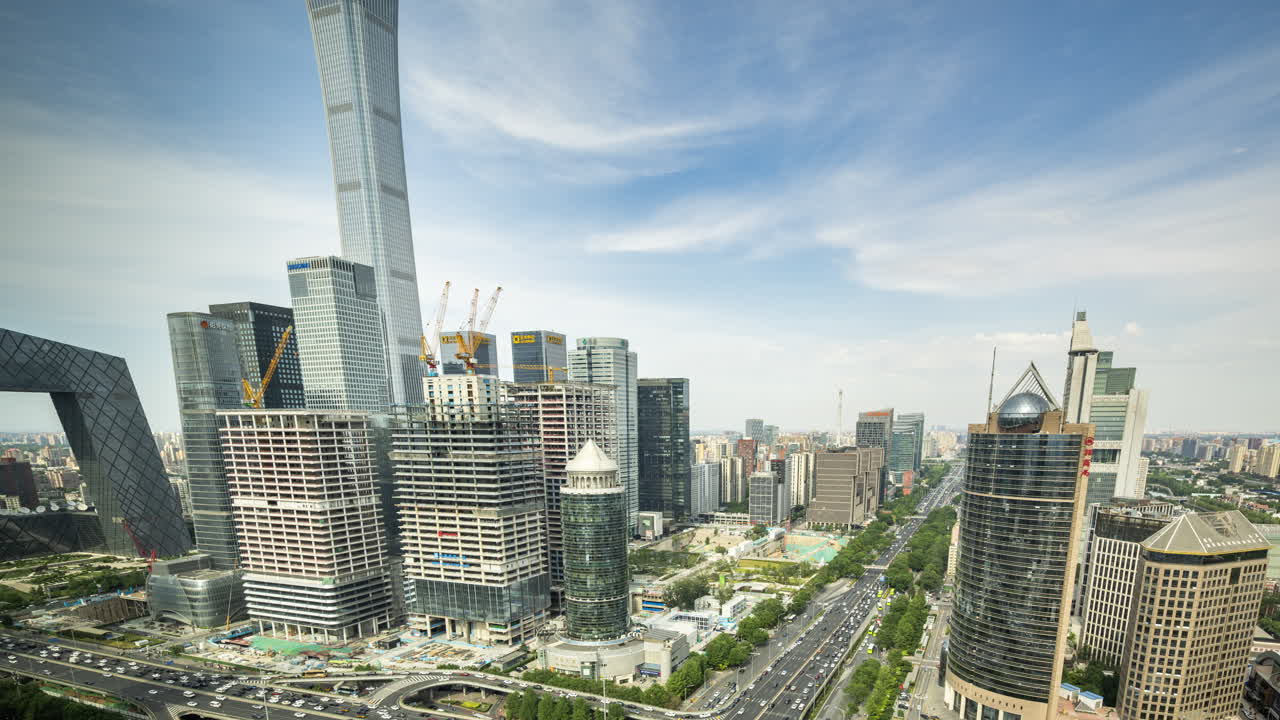 Timelapse of the Beijing city skyline from a high vantage point