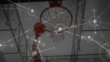 animation of networks of connections over basketball court