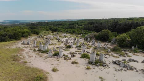 Aerial-panning-shot-of-ancient-ruins,-Bulgaria-1