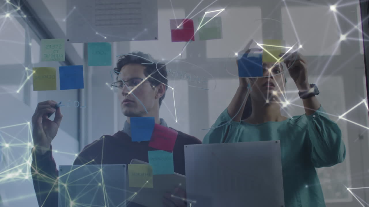 animación de redes de conexiones a través de personas de negocios