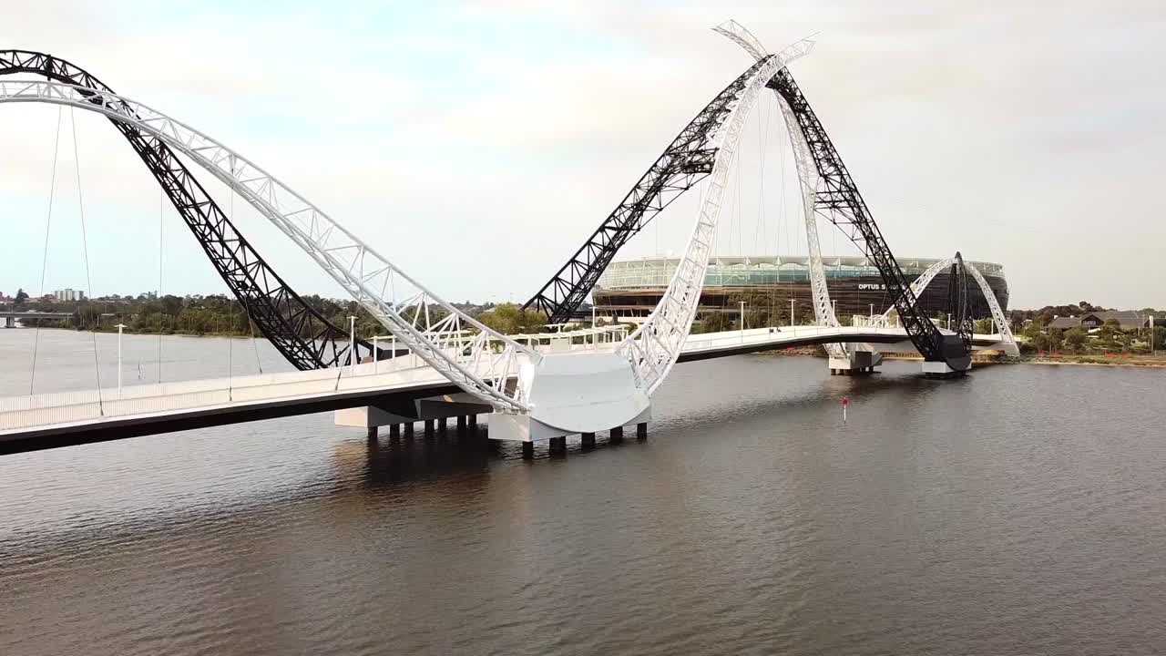Matagarup Bridge and Optus Stadium in Perth, Australia