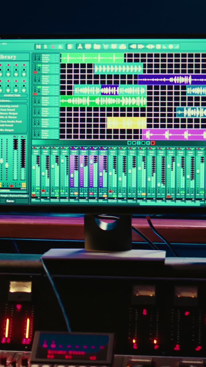 Professional Sound Mixing Console and DAW Software in Studio