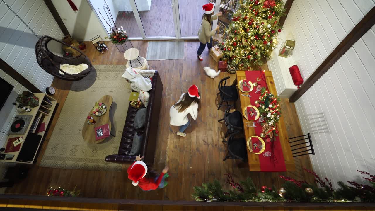 reunión de navidad en una elegante sala de estar