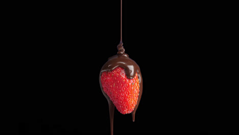 chocolate drop on red berry strawberry with alpha channel
