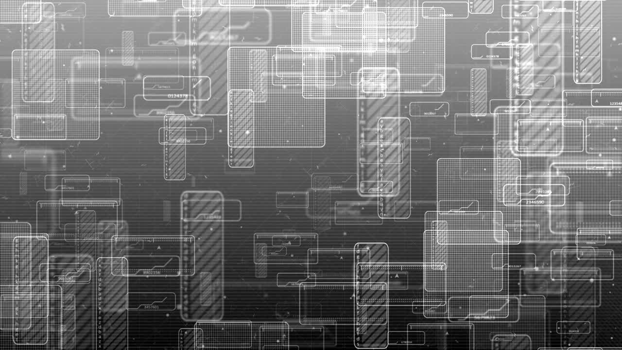 Motion of abstract digital squares. Seamless loop animation of gray technology background.
