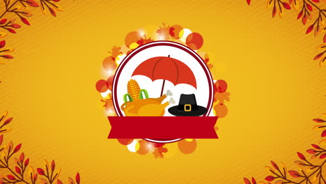 feliz celebración de acción de gracias con sombrero de peregrino y comida