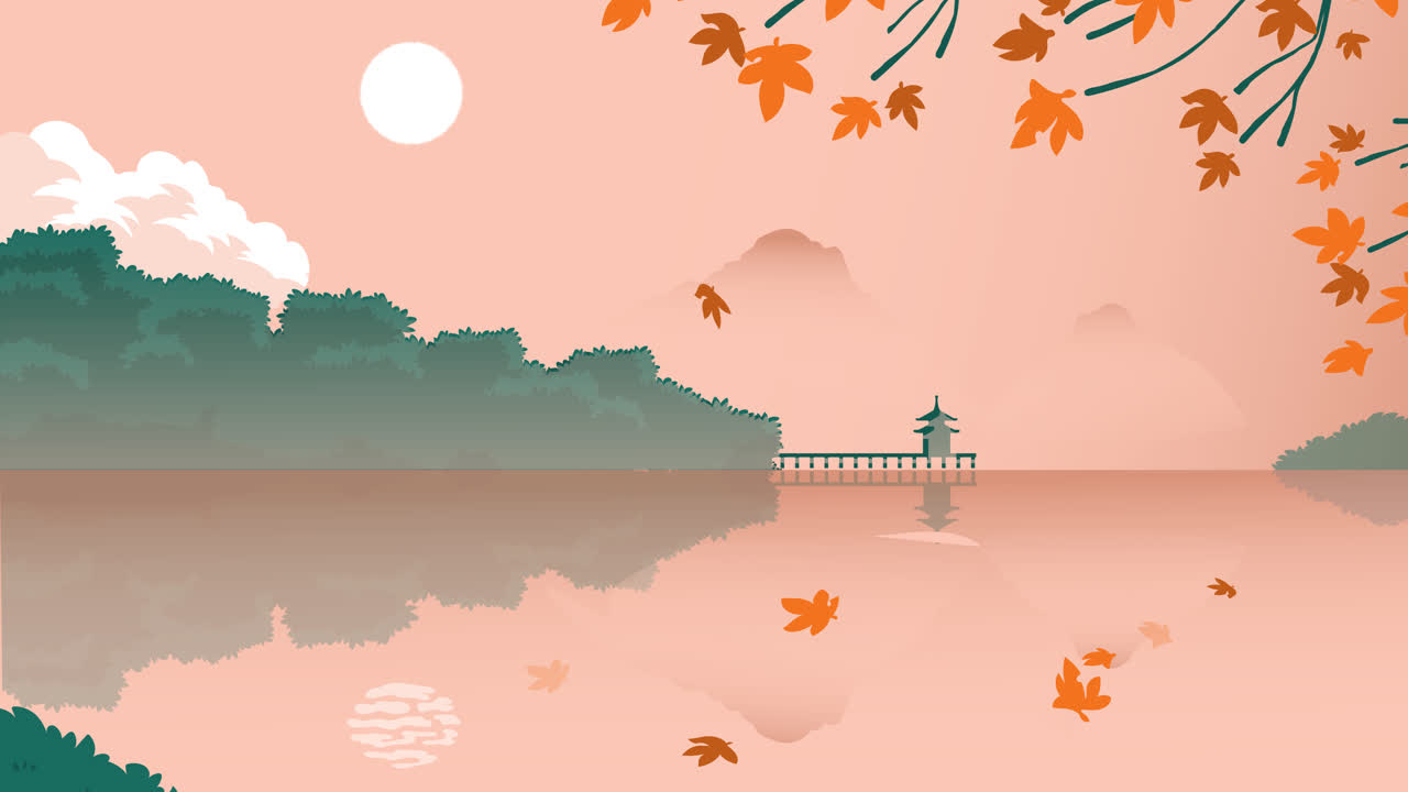 손으로 그린 자연 장면의 모션 그래픽 일러스트레이션