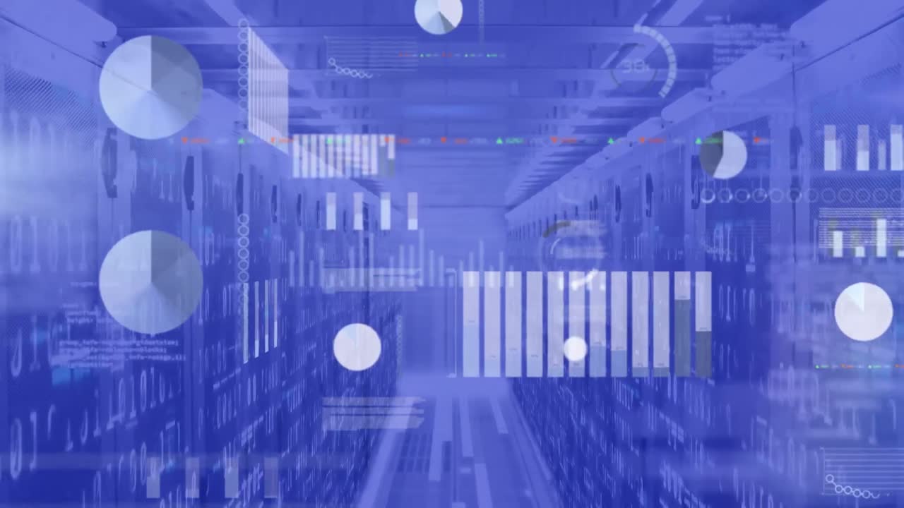 컴퓨터 서버를 통해 데이터 처리의 애니메이션