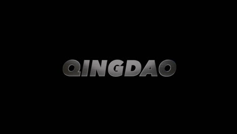 city of qingdao, china, 3d graphic title brushed steel look, fill and alpha channel