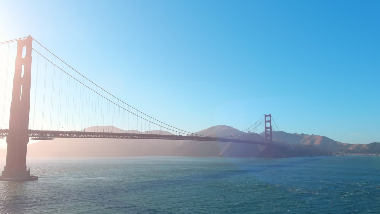 Foggy Sunset Over Golden Gate Bridge In San Francisco, California - Drone Shot