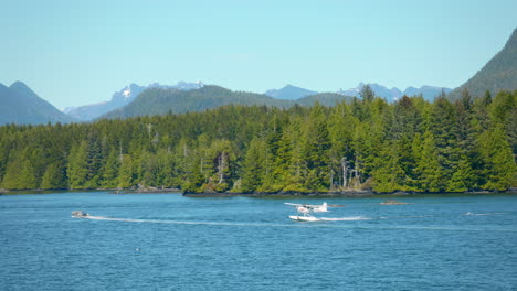 plane landing on water in vancouver island