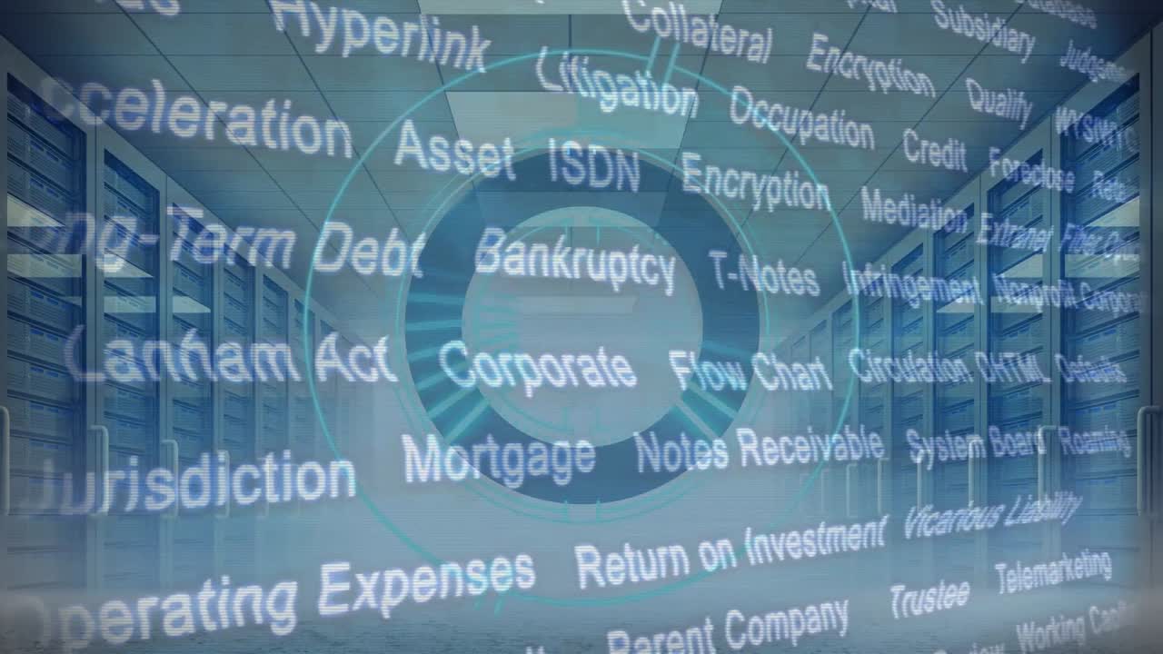 Animation of data processing over server room