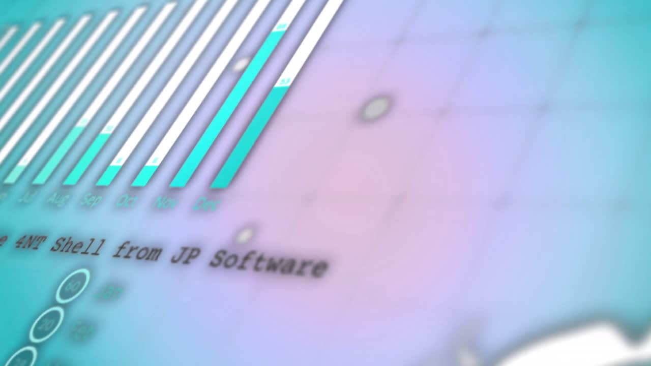 Animation of statistical data processing against purple and blue gradient background