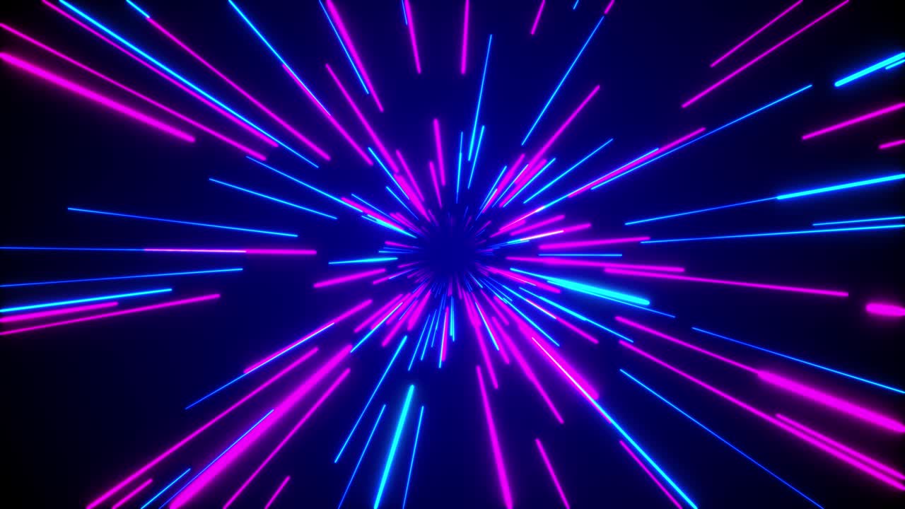 모션 루프 배경 애니메이션에서 추상적인 네온 반이는 광선.