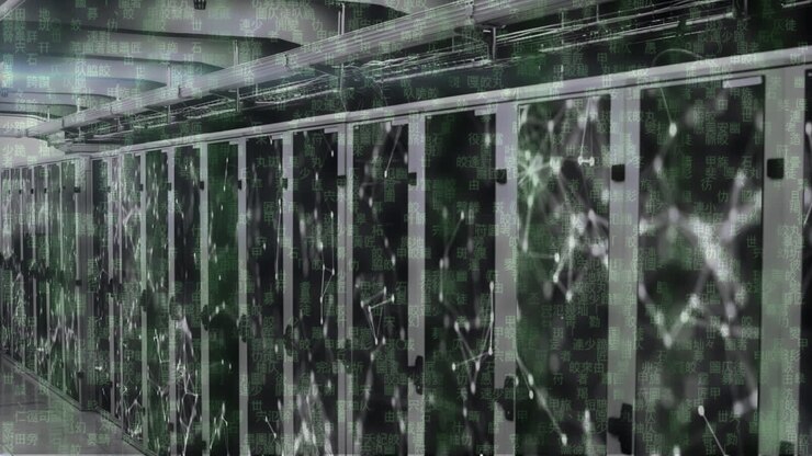 Animation of lights falling over servers