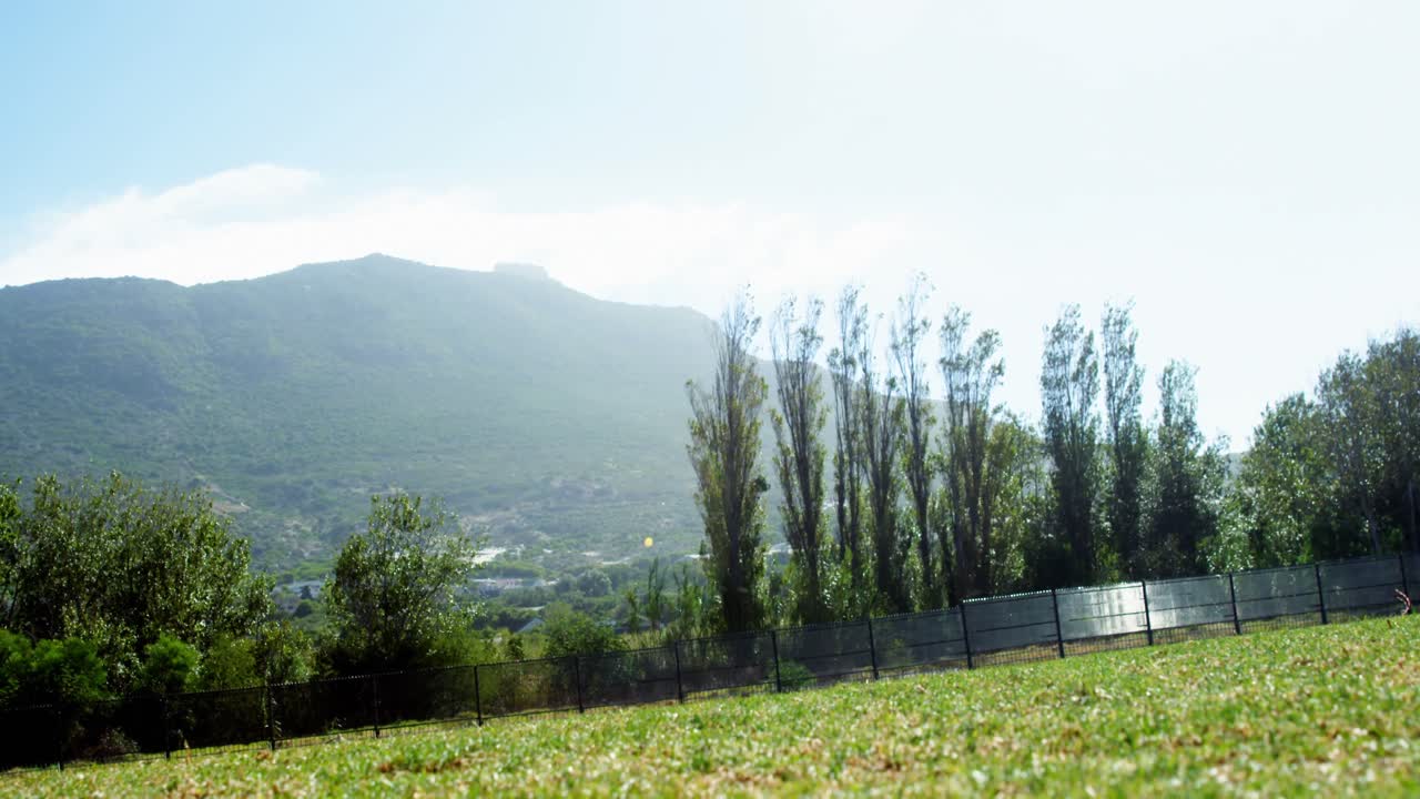 경주 도중 공원 에서 달리는 어린이 들