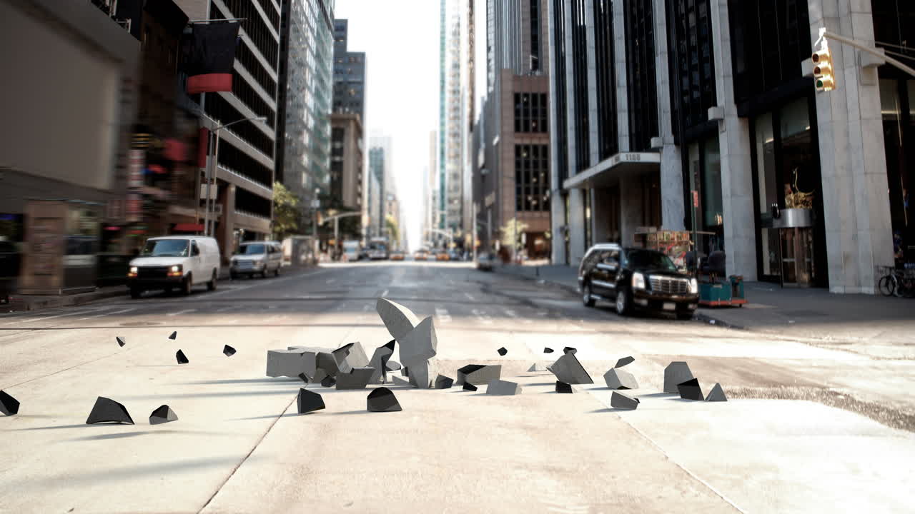 도시 배경에 떨어지는 유로 기호