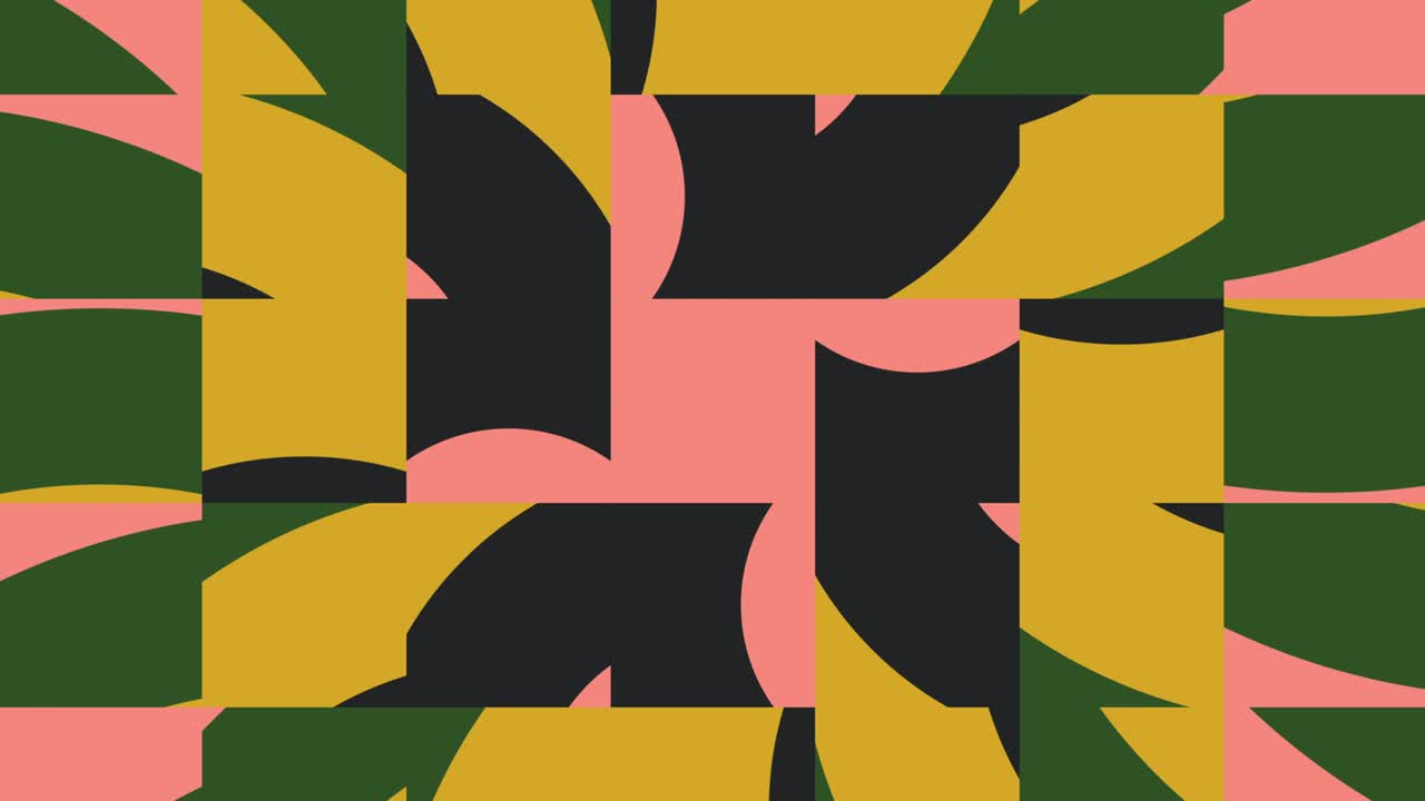 Abstract tiles in trendy multicolor palette variation. Seamless animation with basic shapes. Simple geometric motion graphic background