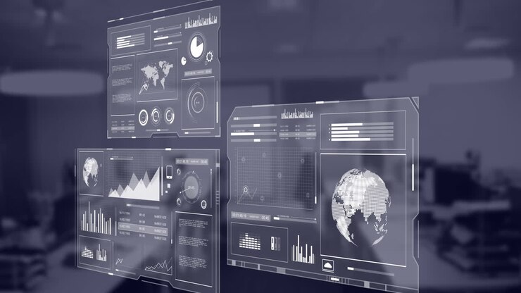 Animasjon av behandling av finansielle data over tomt kontor