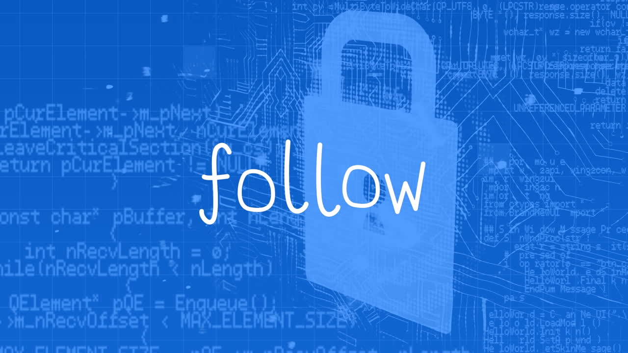 animación del texto de seguimiento sobre el procesamiento de datos en fondo azul