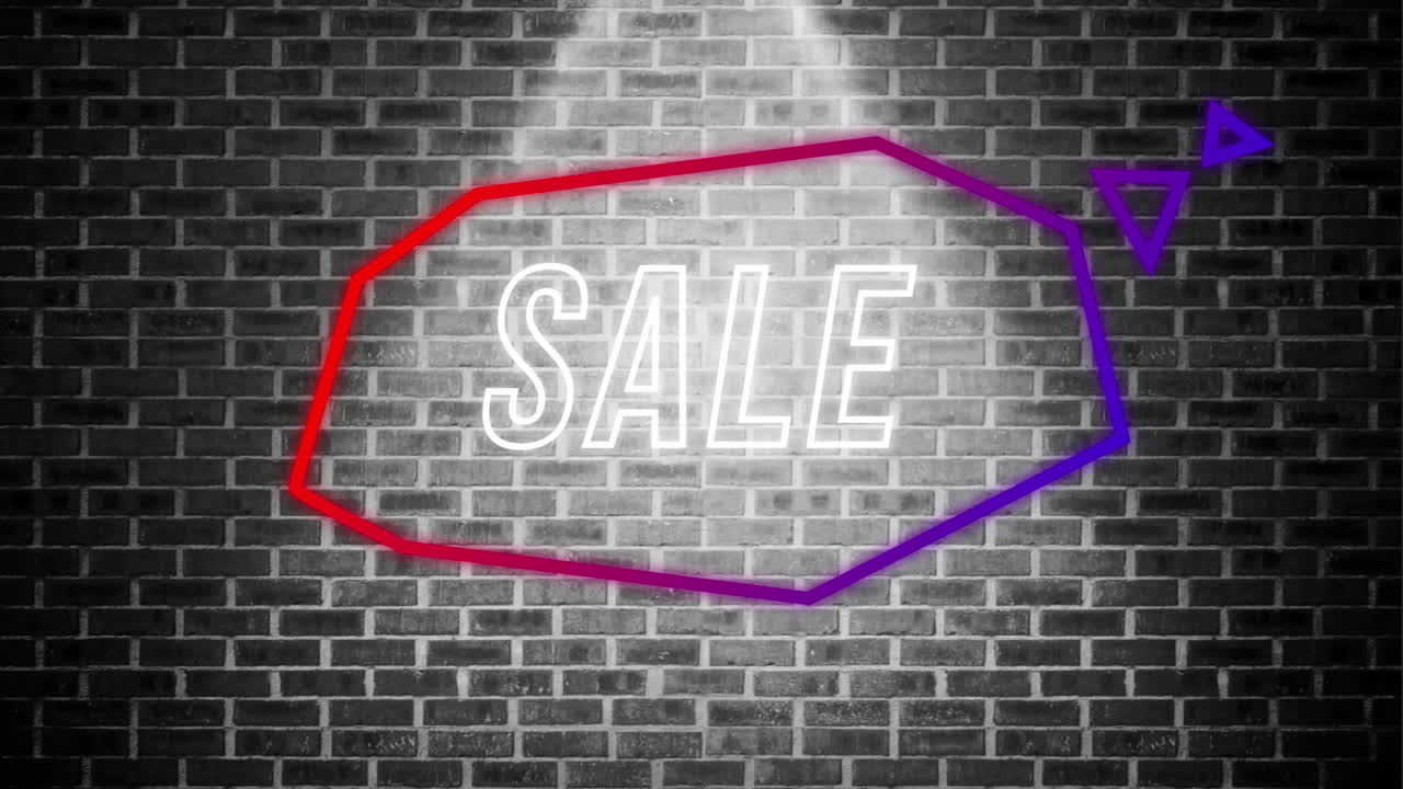 gráfico de venta en burbuja de pensamiento púrpura en una pared de ladrillo gris