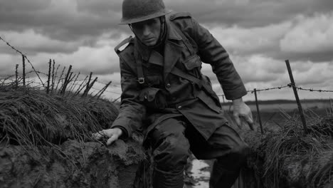world war i soldier in a trench