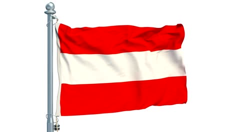 Austrian flag waving on white background, animation. 3D rendering