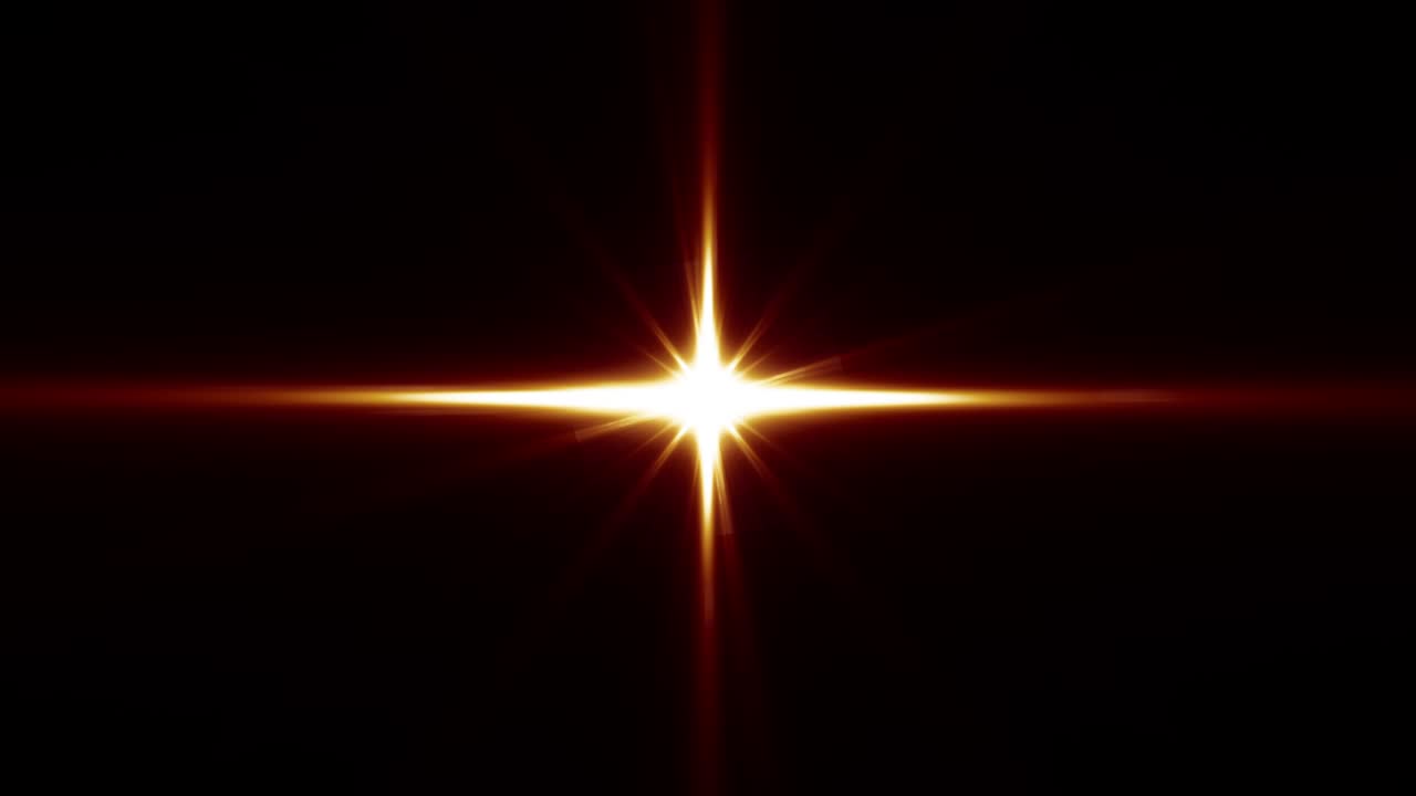 4k centro de bucle giratorio estrella parpadeante luces solares luces de lente óptica llamaradas brillantes fondo de arte de animación. rayos de lámpara de iluminación efecto dinámico imágenes de video brillantes. brillo dorado estrella movimiento de llamarada óptica.