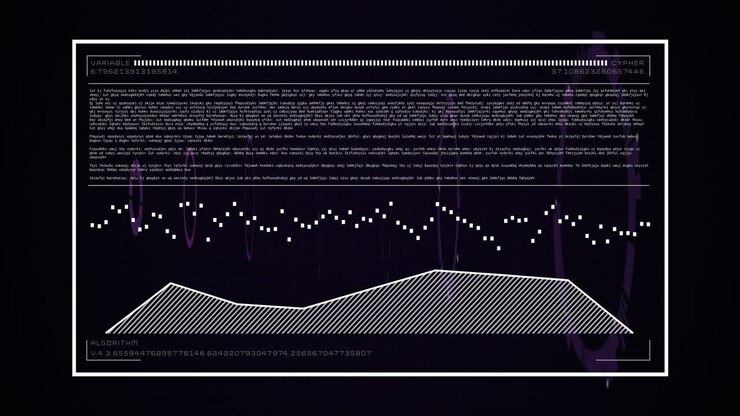 Animation of digital data processing over black background