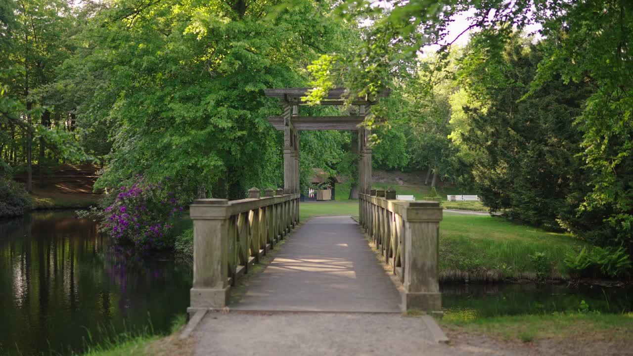 공원 에 있는 나무 다리