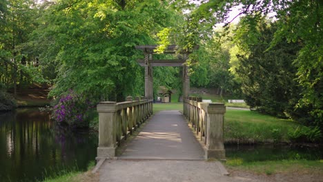 puente de madera en un parque