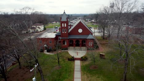 Mocksville-North-Carolina-Red-Church-reverse-aerial