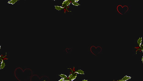 animación de santos y corazones cayendo sobre un fondo oscuro