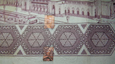 this is the macro view of a normal paper bank not- money- currency ofsaudi arabia 100 riyals bill