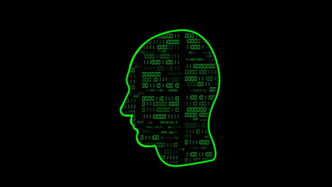 animation of binary coding data processing over head