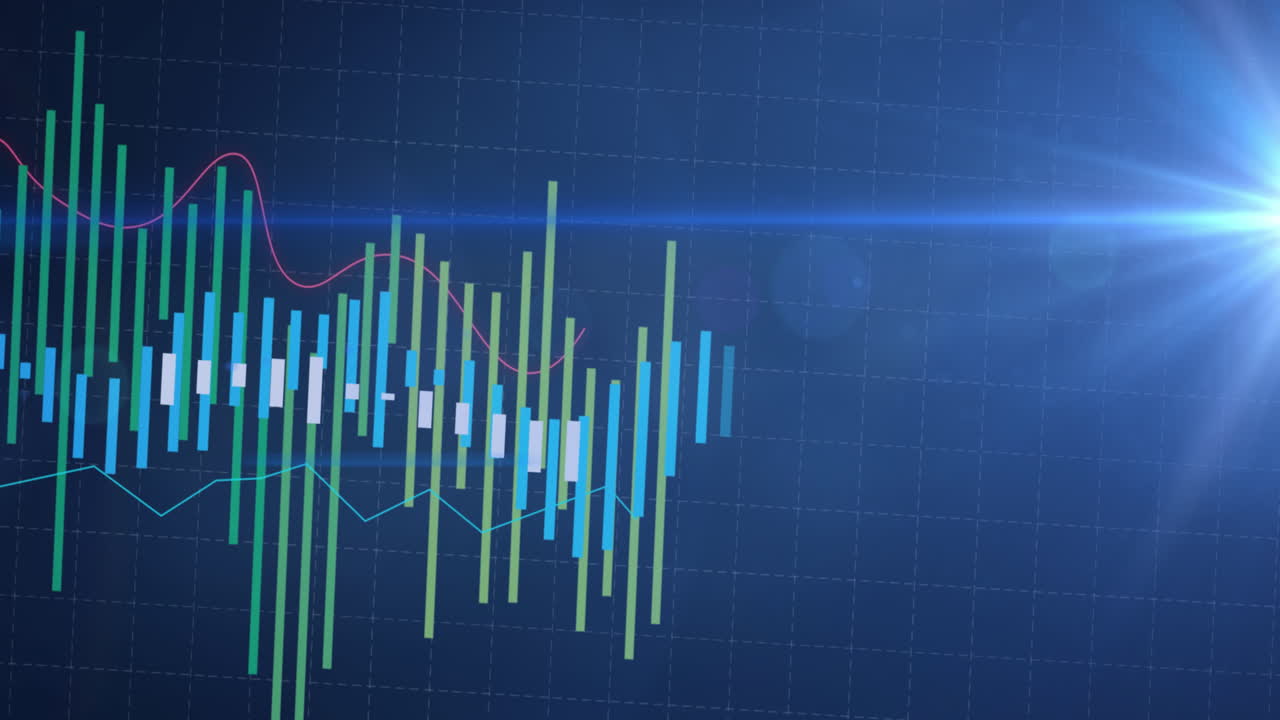 Animation of data processing on blue background