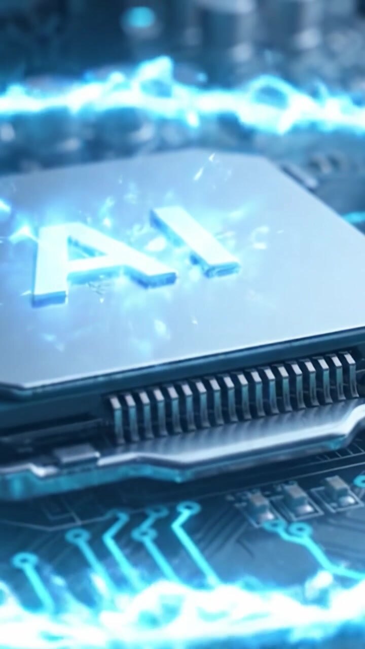 A Stunning Close-Up of a High-Tech Computer Chip Surrounded by Electrifying Circuits, Showcasing the Heart of Modern Artificial Intelligence Technology.