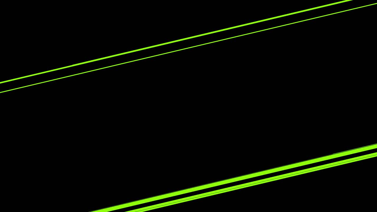 Linee di velocità diagonali verdi in stile anime incorniciano la parte superiore e inferiore dello schermo, creando un bordo dinamico o una sovrapposizione per stili d'azione e di fumetto.