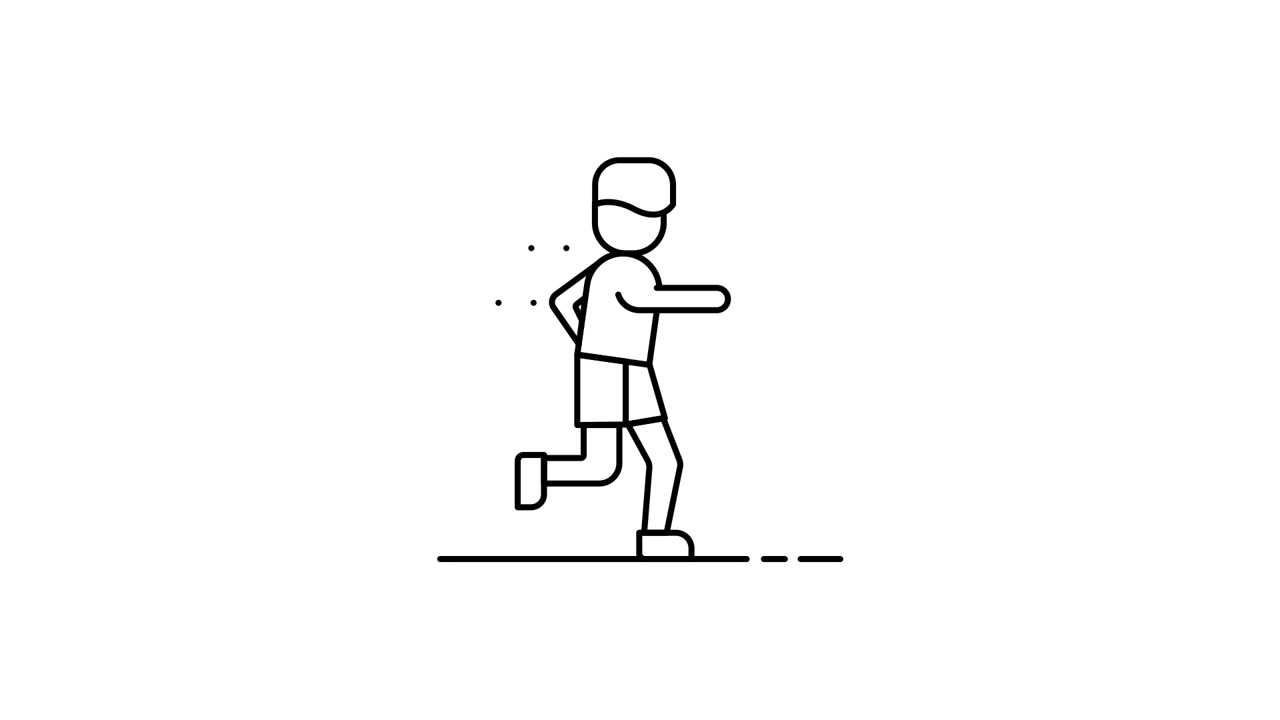 Animation minimaliste au trait d'une personne qui court