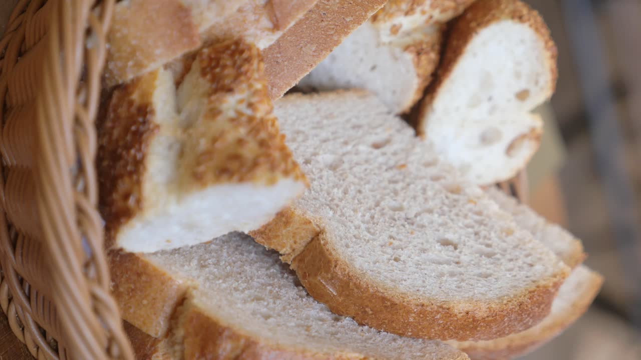 Assortment of Sliced Bread in a Basket